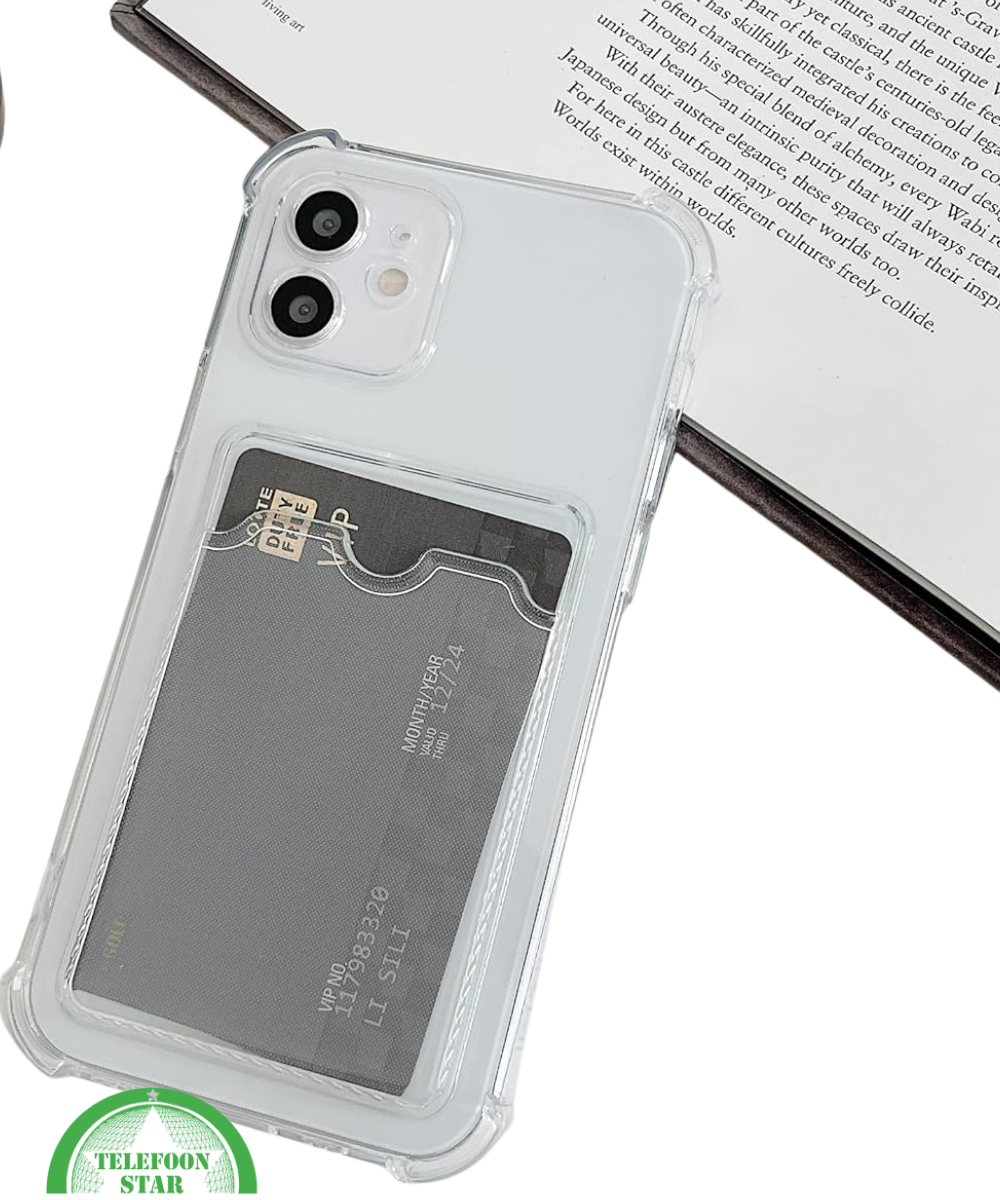 Transparant Hoesje voor iPhone 12 met Kaarthouder Handig, Slank &amp; Shockproof