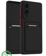 Zwart Transparant Hoesje voor Samsung S25 Edge met Kaarthouder, Praktisch, Slank & Schokbestendig