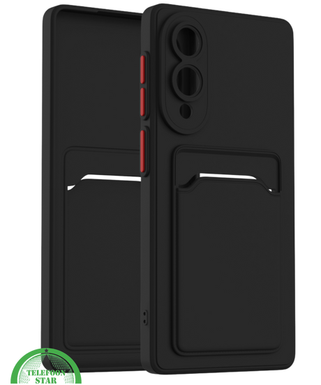 Zwart Transparant Hoesje voor Samsung S25 Edge met Kaarthouder, Praktisch, Slank & Schokbestendig