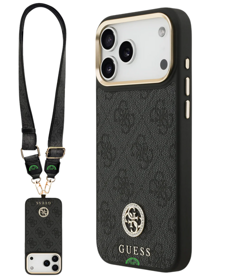 Hoesje voor iPhone 17 Pro Beige met Koord Gouden Rand