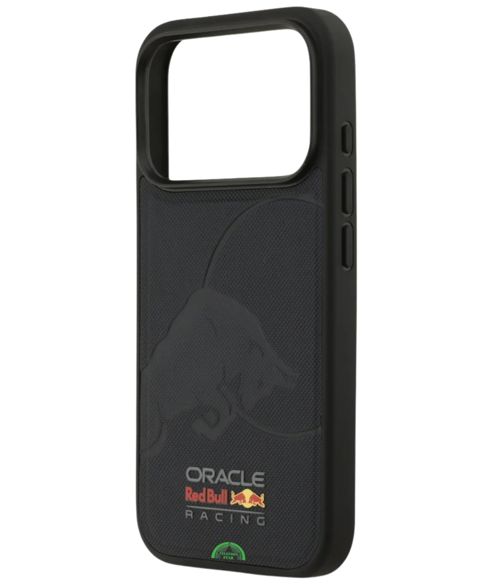 Hoesje voor iPhone 17 Pro Zwart met Sportieve carbon look achterkant