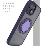 iPhone 15 Hoesje &ndash; Transparant Met Paarse Ringhouder | Stijlvol, Praktisch &amp; Betrouwbaar