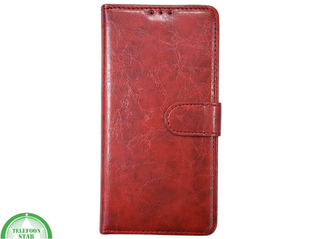 iPhone 16 Pro Max Bookcase Hoesje Rood &ndash; Vintage Leren Look met Magnetische Sluiting