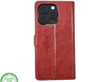 iPhone 16 Pro Max Bookcase Hoesje Rood &ndash; Vintage Leren Look met Magnetische Sluiting