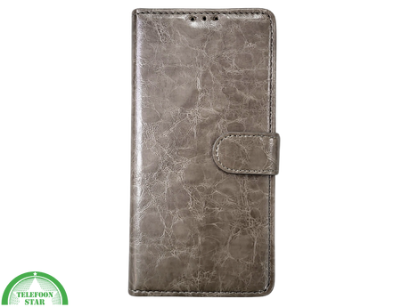 iPhone 16 Pro Bookcase Hoesje Taupe &ndash; Vintage Leren Look met Magnetische Sluiting