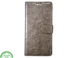 iPhone 16 Pro Max Bookcase Hoesje Taupe &ndash; Vintage Leren Look met Magnetische Sluiting