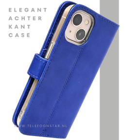 Blauw Bookcase Hoesje iPhone 13 EN 14 Wallet Case met Magneetsluiting Telefoonstar