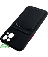 Zwart Transparant Shockproof Hoesje voor iPhone 15 met Kaarthouder &ndash; Praktisch &amp; Supersterk