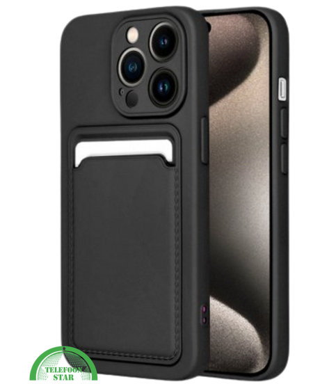 Zwart Hoesje voor iPhone 13 Pro Max Transparant met Kaartvak, Shockproof, Sterk &amp; Silicone