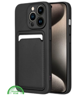 Zwart Hoesje voor iPhone 15 Pro Max Transparant met Kaartvak, Shockproof, Sterk &amp; Handig Ontwerp