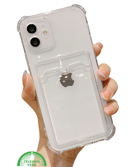 Transparant Hoesje voor iPhone 12 met Kaarthouder Handig, Slank &amp; Shockproof