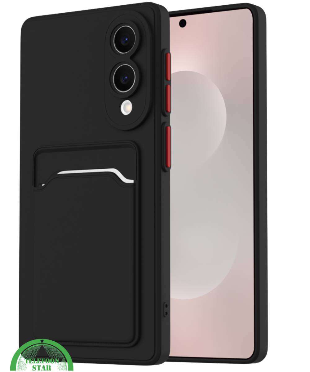 Zwart Transparant Hoesje voor Samsung S25 Edge met Kaarthouder, Praktisch, Slank & Schokbestendig