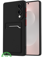 Zwart Transparant Hoesje voor Samsung S25 Edge met Kaarthouder, Praktisch, Slank & Schokbestendig