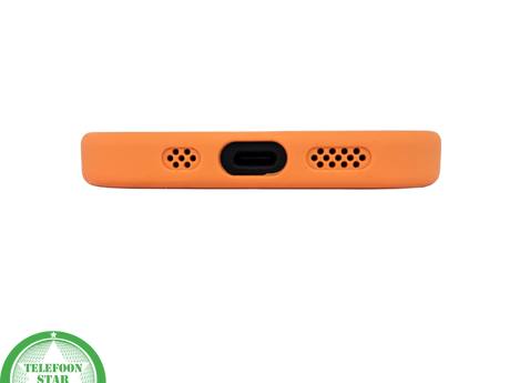 iPhone 15 Plus MagSafe Hoesje Oranje-Zwart &ndash; Sportieve Look met Magnetische MagSafe Ring