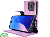 iPhone 16 Pro max Bookcase Hoesje Lichtroze &ndash; Elegante Leren Look met Magnetische Sluiting