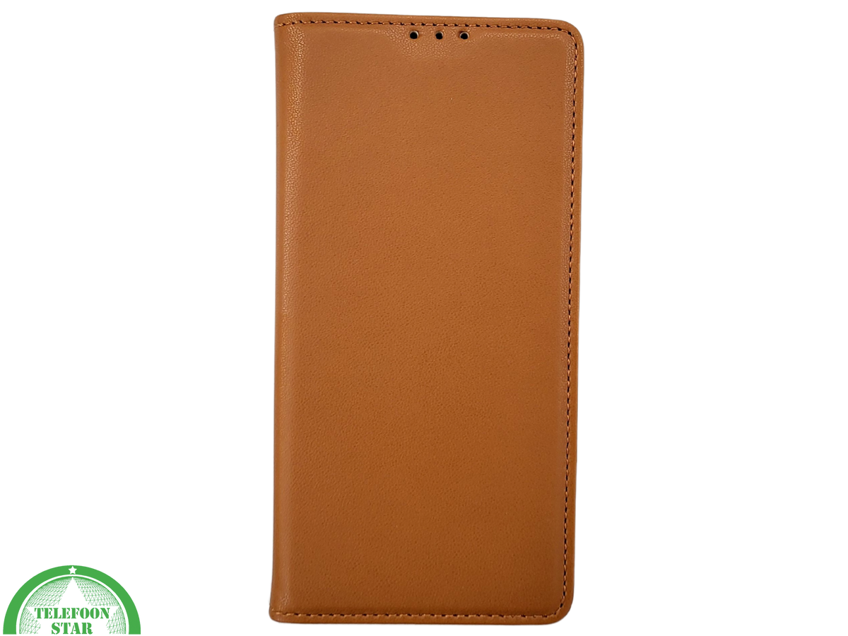 iPhone 16 Pro Bookcase Hoesje Cognac &ndash; Leren Look met Magnetische Sluiting