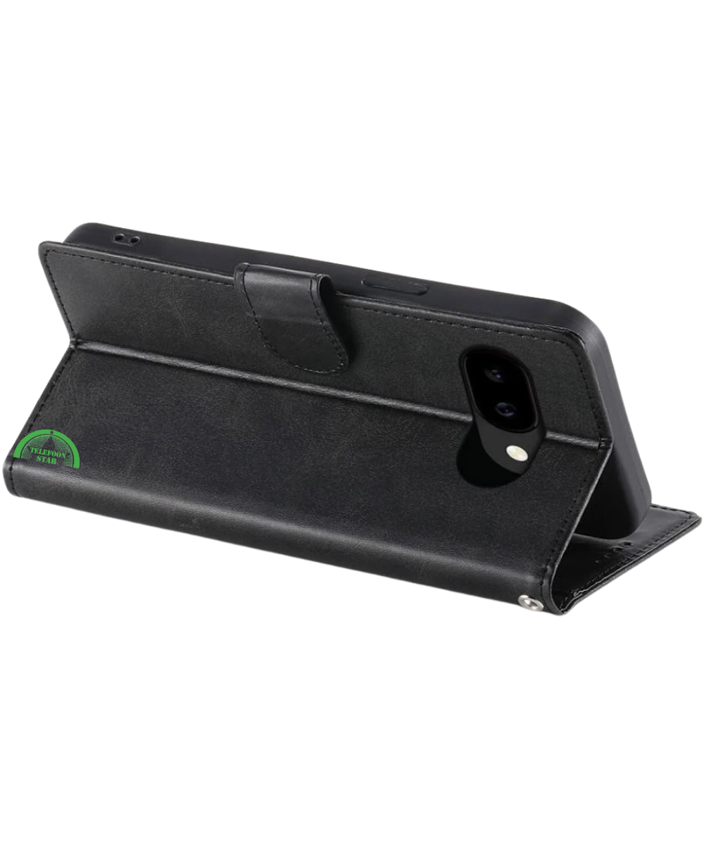 Google Pixel 10a Bookcase Hoesje Zwart Leren Look Met Pasjeshouder