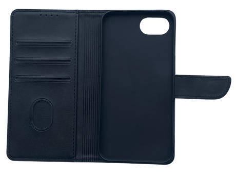 Luxe Boek iPhone 16E (2025)Zwart Leerlook Wallet Case Kaartvakken