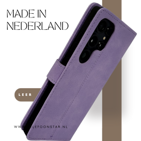 Hoesje voor Samsung S26 Ultra paars Boek Leer Stijlvolle en Beschermende Wallet lather