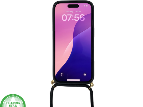 iPhone 16 Plus Hoesje met Koord Zwart Stijlvolle Schokbestendige