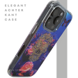 iPhone 16 Pro Hoesje Gouden Skull Design Transparant Telefoonhoesje met Paarse Bloemenprint