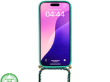 Groen Eco Koord Hoesje &ndash; Duurzaam Siliconen Touwkoord Case Met Draagkoord voor iPhone 16 Pro Max