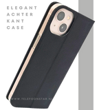 Zwart Bookcase Hoesje iPhone 13 / 14 &ndash; Met Structuur en Pasjeshouder | &euro;14,95