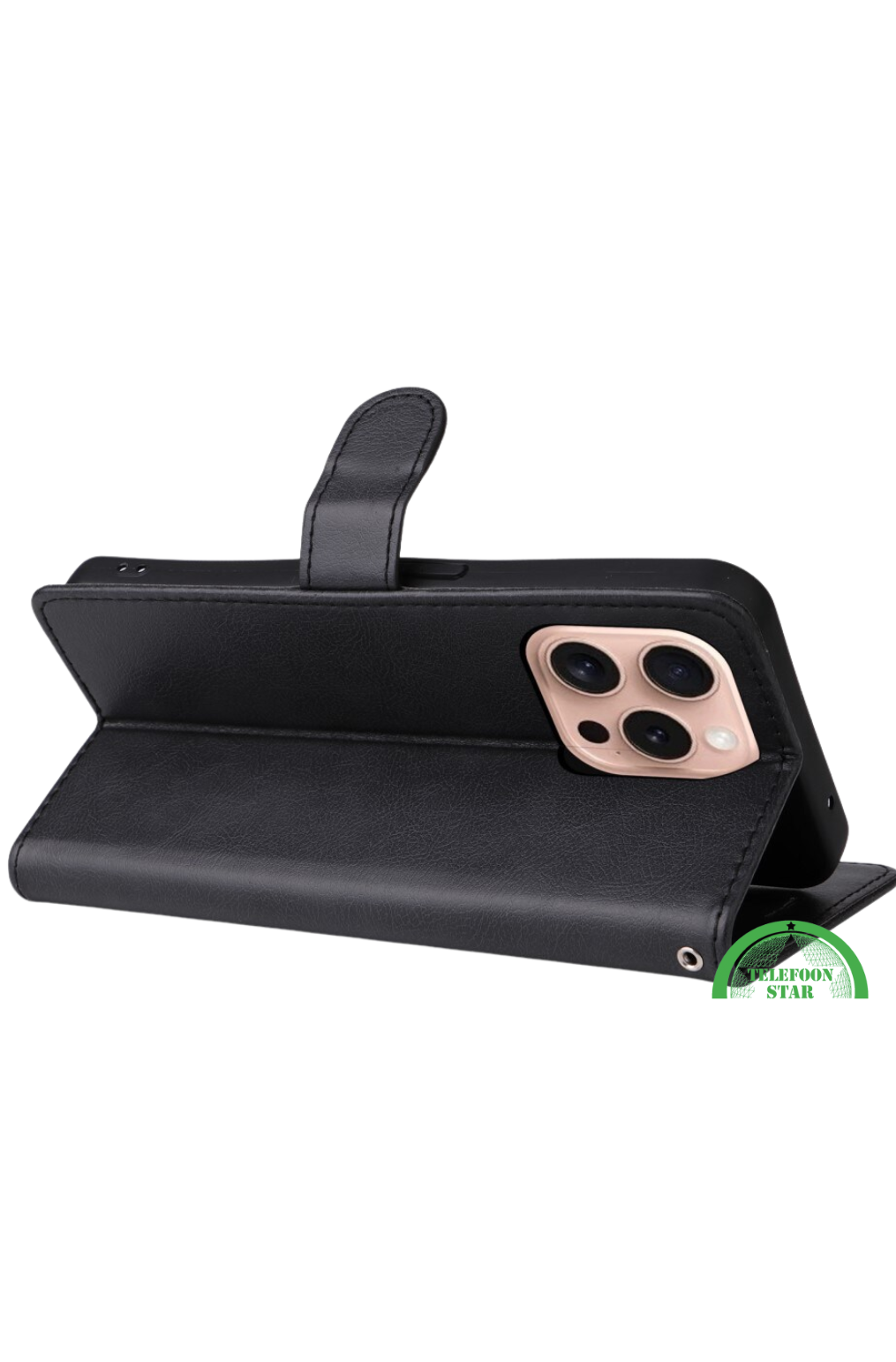 Bookcase Hoesje voor iPhone 16 Pro - Zwart Magnetische sluiting voor veilige bescherming | Telefoonstar