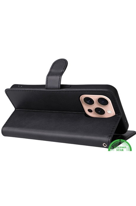 Bookcase Hoesje voor iPhone 16 Pro - Zwart Magnetische sluiting voor veilige bescherming | Telefoonstar