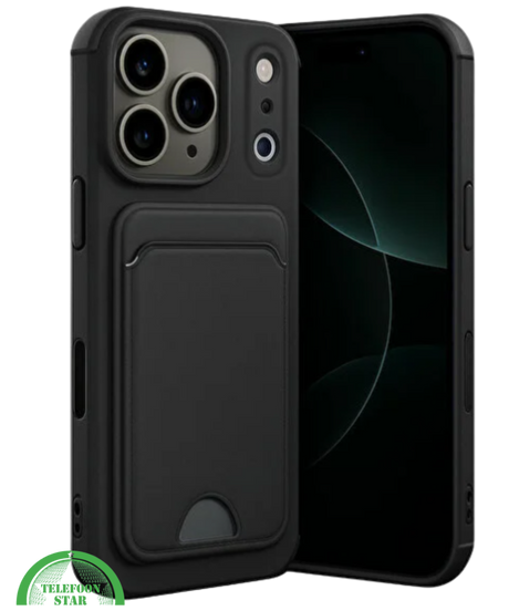 Zwart Hoesje voor iPhone 14 Pro Max Transparant met Kaartvak, Shockproof, Sterk &amp; Silicone