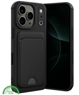 Zwart Hoesje voor iPhone 15 Pro Transparant met Kaartvak, Shockproof, Sterk &amp; Handig Ontwerp
