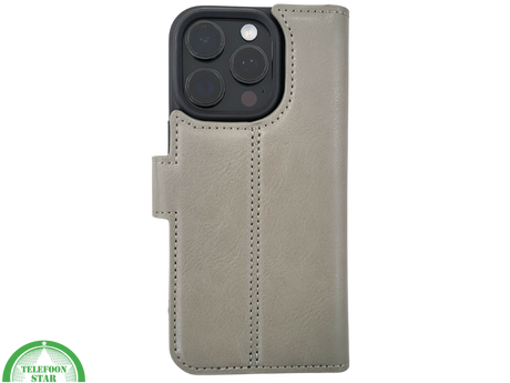 iPhone 16 Pro Max Insteekhoesje Olijfgroen &ndash; Leren Look met Open Bovenkant