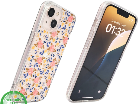 RoseLeaf Soft Case &ndash; iPhone 13 / 14 Bloemen Hoesje met Rozen | Telefoonstar.nl
