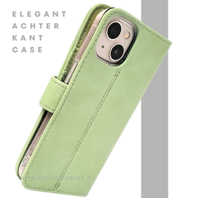 Mintgroen Bookcase Hoesje iPhone 13 en 14 Wallet Case met Magneetsluiting | &euro;14,95