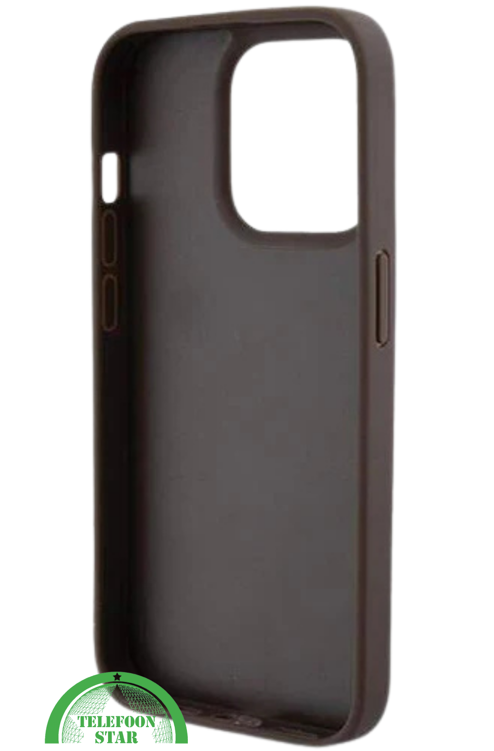 iPhone 15 Pro Beste Stoffen Hoesje &ndash; Bruin Design met Logo en Premium Bescherming