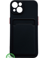 Zwart Transparant Shockproof Hoesje voor iPhone 15 met Kaarthouder &ndash; Praktisch &amp; Supersterk