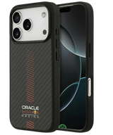 Hoesje voor iPhone 17 Pro Zwart Carbon Look met Rode Accentlijn