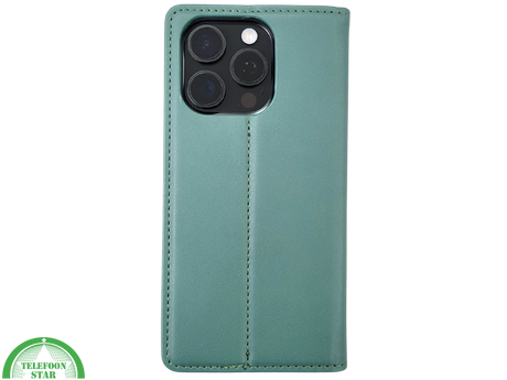 iPhone 16 Pro Max Bookcase Hoesje Donkergroen &ndash; Luxe Leren Look met Magnetische Sluiting