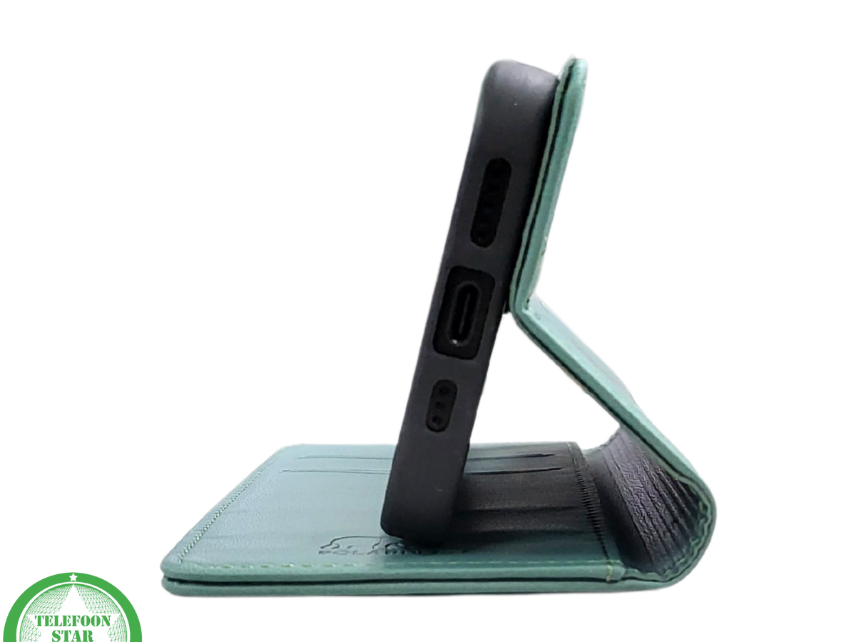 iPhone 16 Pro Max Bookcase Hoesje Donkergroen &ndash; Luxe Leren Look met Magnetische Sluiting