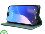 iPhone 16 Pro Bookcase Hoesje Donkergroen &ndash; Luxe Leren Look met Magnetische Sluiting