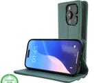 iPhone 16 Pro Max Bookcase Hoesje Donkergroen &ndash; Luxe Leren Look met Magnetische Sluiting