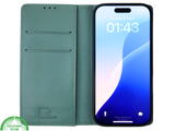 iPhone 16 Pro Bookcase Hoesje Donkergroen &ndash; Luxe Leren Look met Magnetische Sluiting