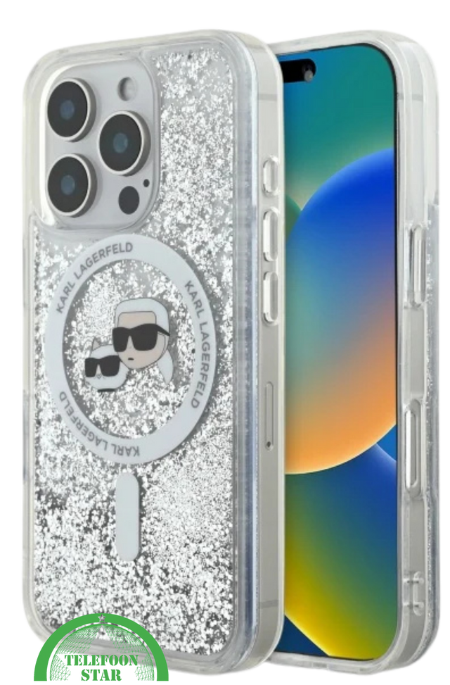 iPhone 16 Pro Glitter Hoesje &ndash; Transparant Zilver | Luxe Bescherming met Sprankelende Stijl
