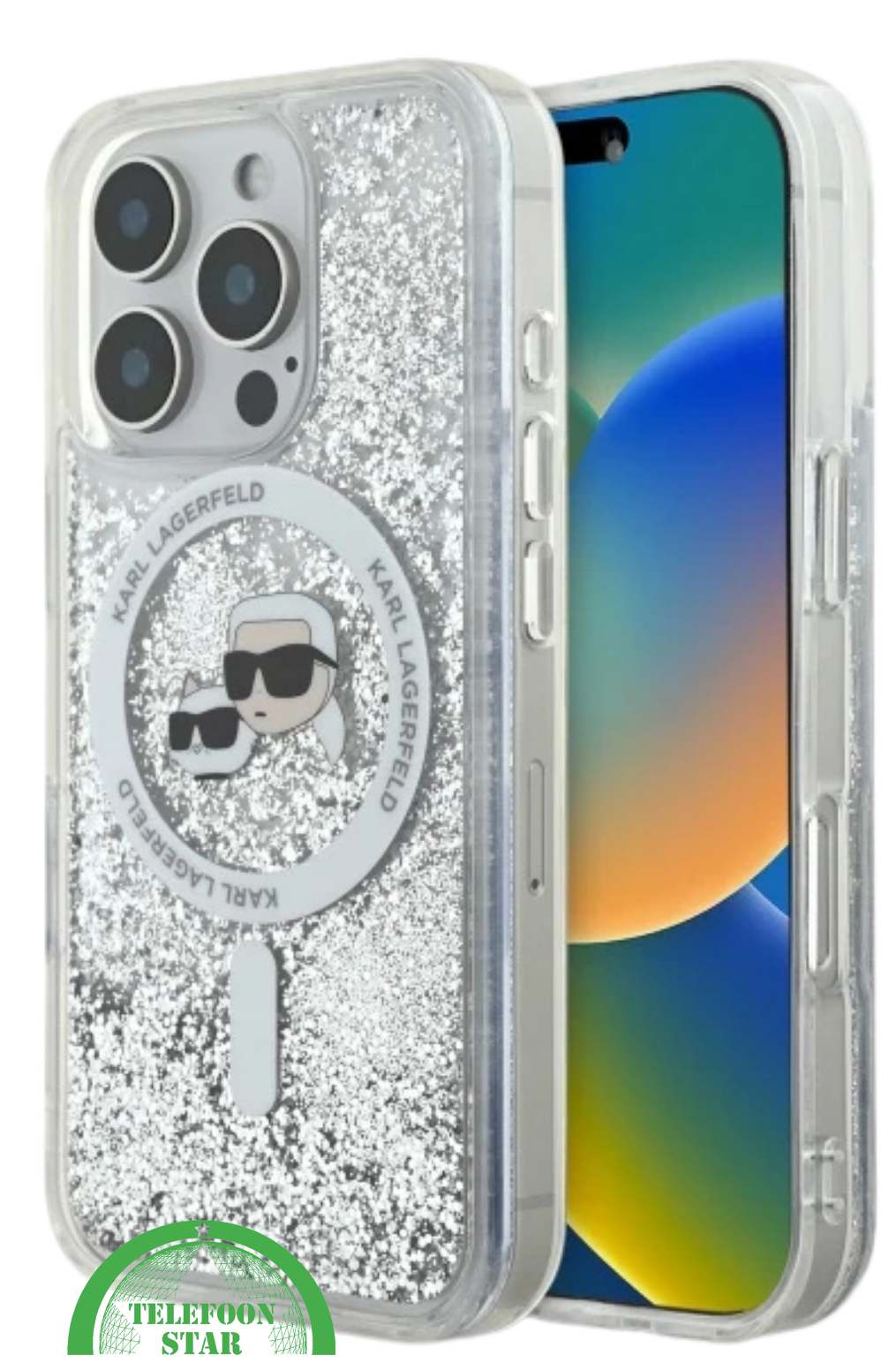 iPhone 16 Pro Glitter Hoesje &ndash; Transparant Zilver | Luxe Bescherming met Sprankelende Stijl