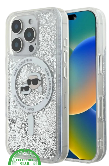 iPhone 16 Pro Glitter Hoesje – Transparant Zilver | Luxe Bescherming met Sprankelende Stijl