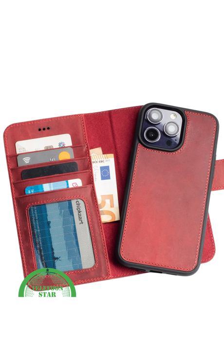 Rood Bookcase Hoesje iPhone 14 Pro Max &ndash; Luxe &amp; 360&deg; Bescherming | Telefoonstar