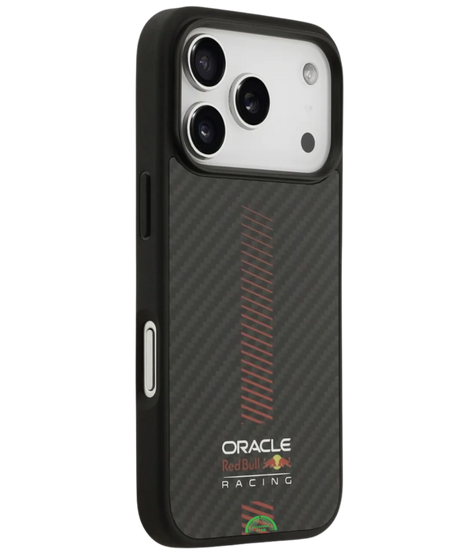 Hoesje voor iPhone 17 Pro Zwart Carbon Look met Rode Accentlijn