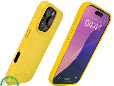 iPhone 16 Pro Geel Eco Hoesje &ndash; Biologisch Afbreekbare Matte Bescherming