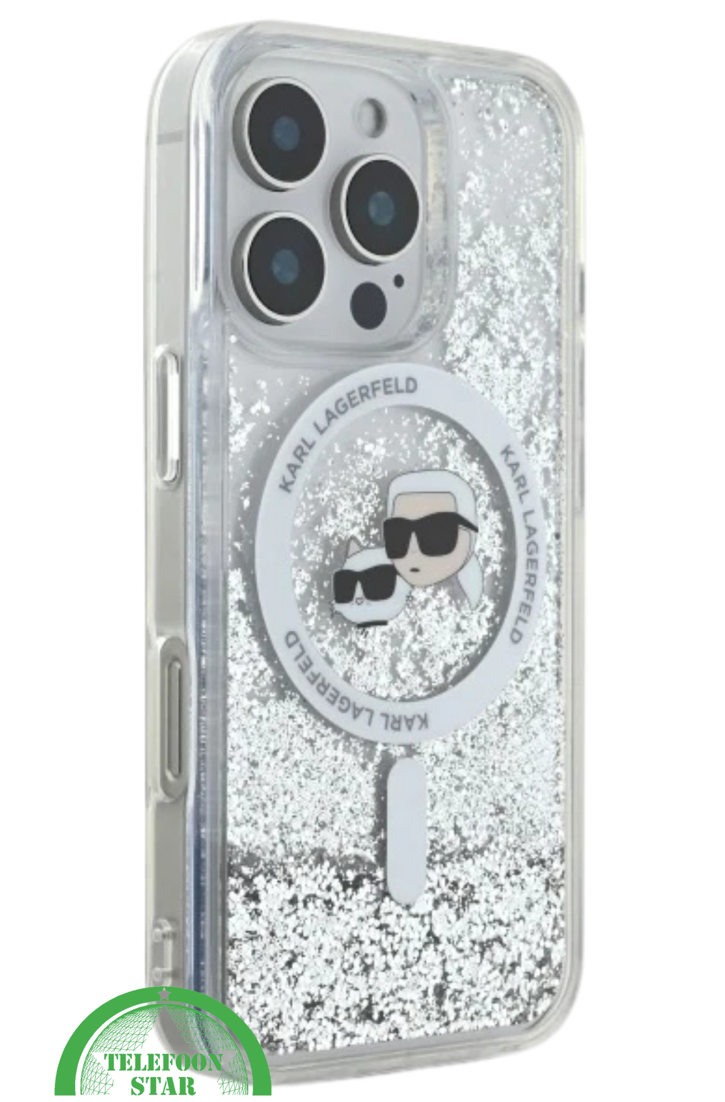 iPhone 16 Pro Glitter Hoesje &ndash; Transparant Zilver | Luxe Bescherming met Sprankelende Stijl