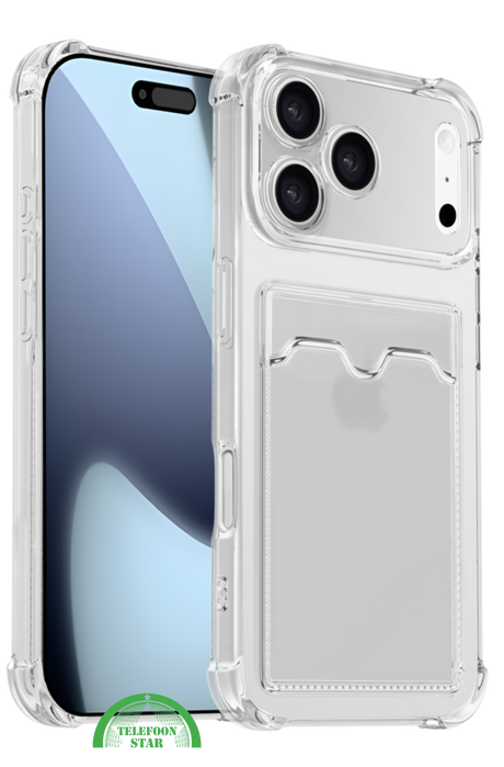Silicone hoesje voor iPhone 17 Pro &ndash; Transparant Silicone met Kaarthouder | Telefoonstar